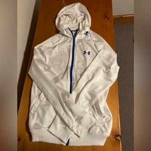 Men Medium Under Armour White Hoodie Full Zip Sweatshirt